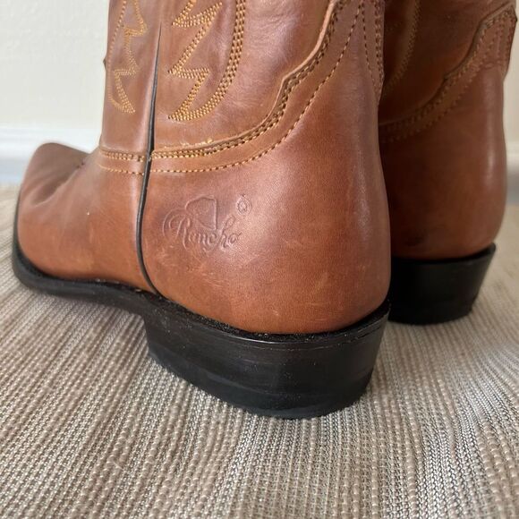 Rancho BIG Boys Cowboy Western boots Tan Sz US 5.5 Made in Mexico Sz 24.5 EE - Picture 7 of 15